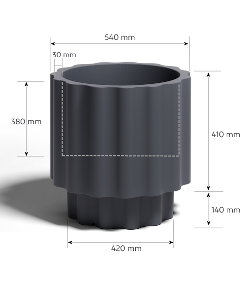 Donica Ribbo walec 55 cm duża pojemność